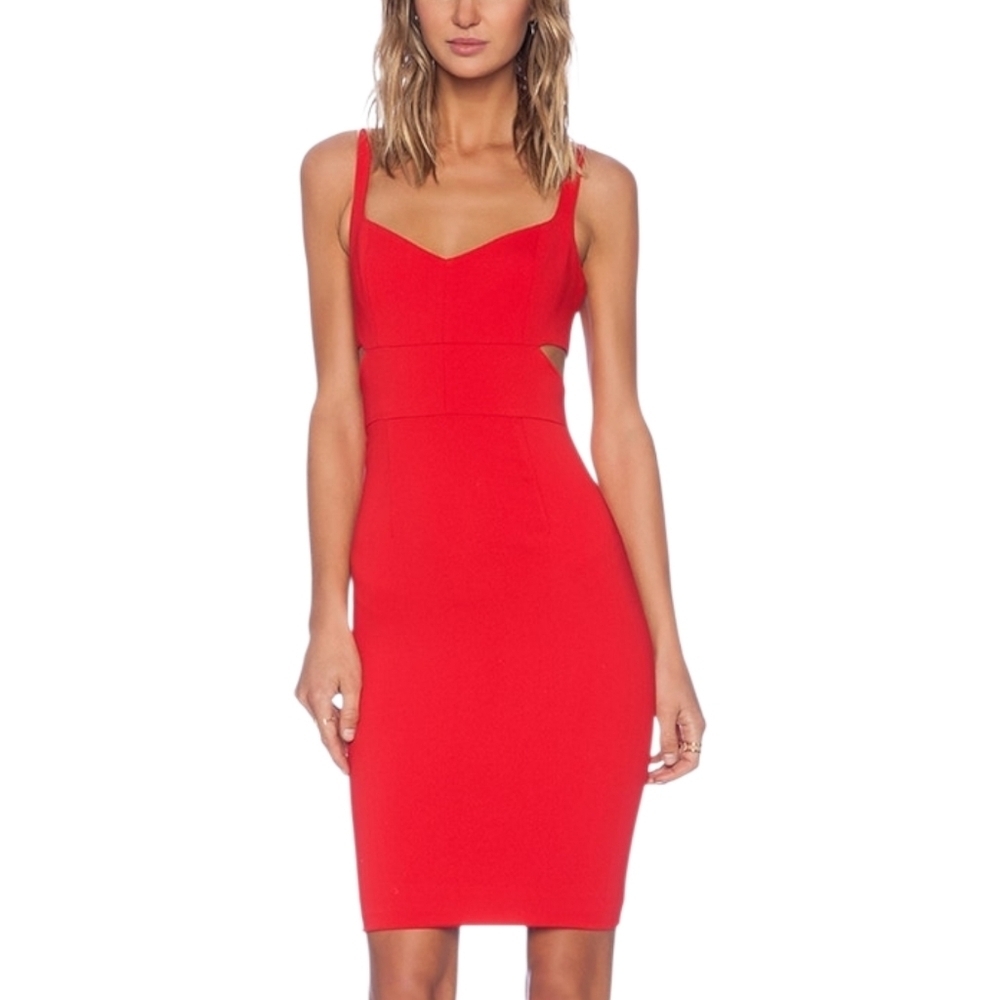 Jay Godfrey Vibrant Red Lauda Crepe Fitted Cut Out Sheath Dress 4